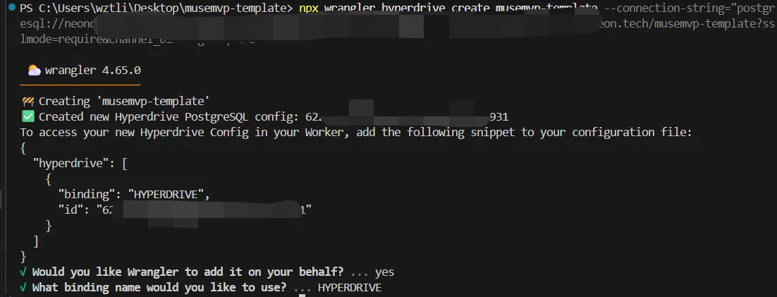Creating Hyperdrive succeeded