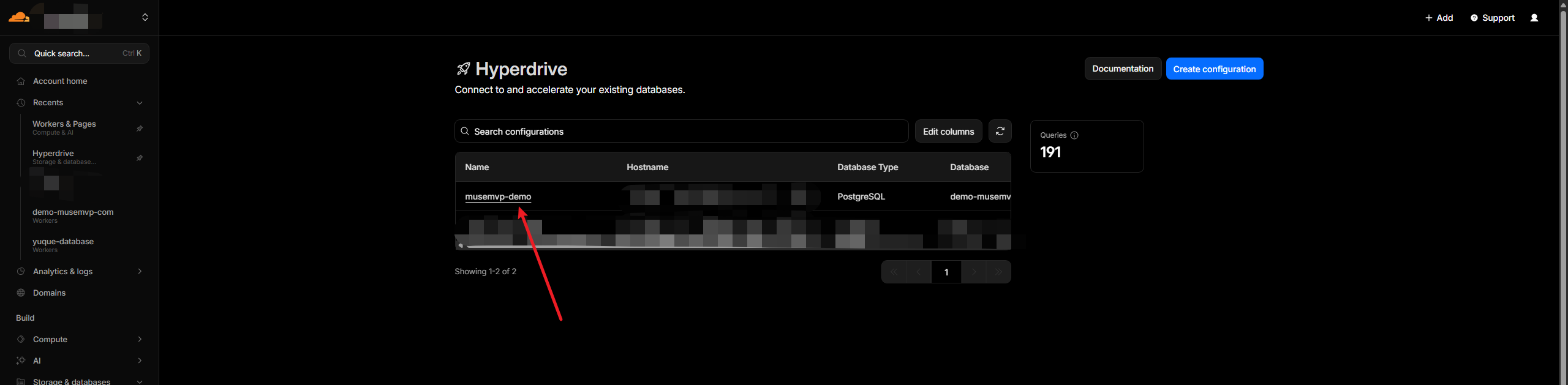 Verify Hyperdrive in dashboard