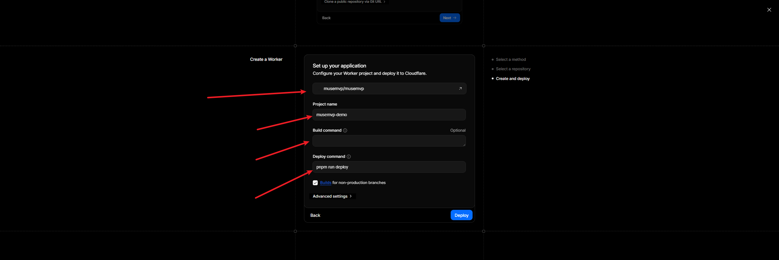Create Worker from dashboard