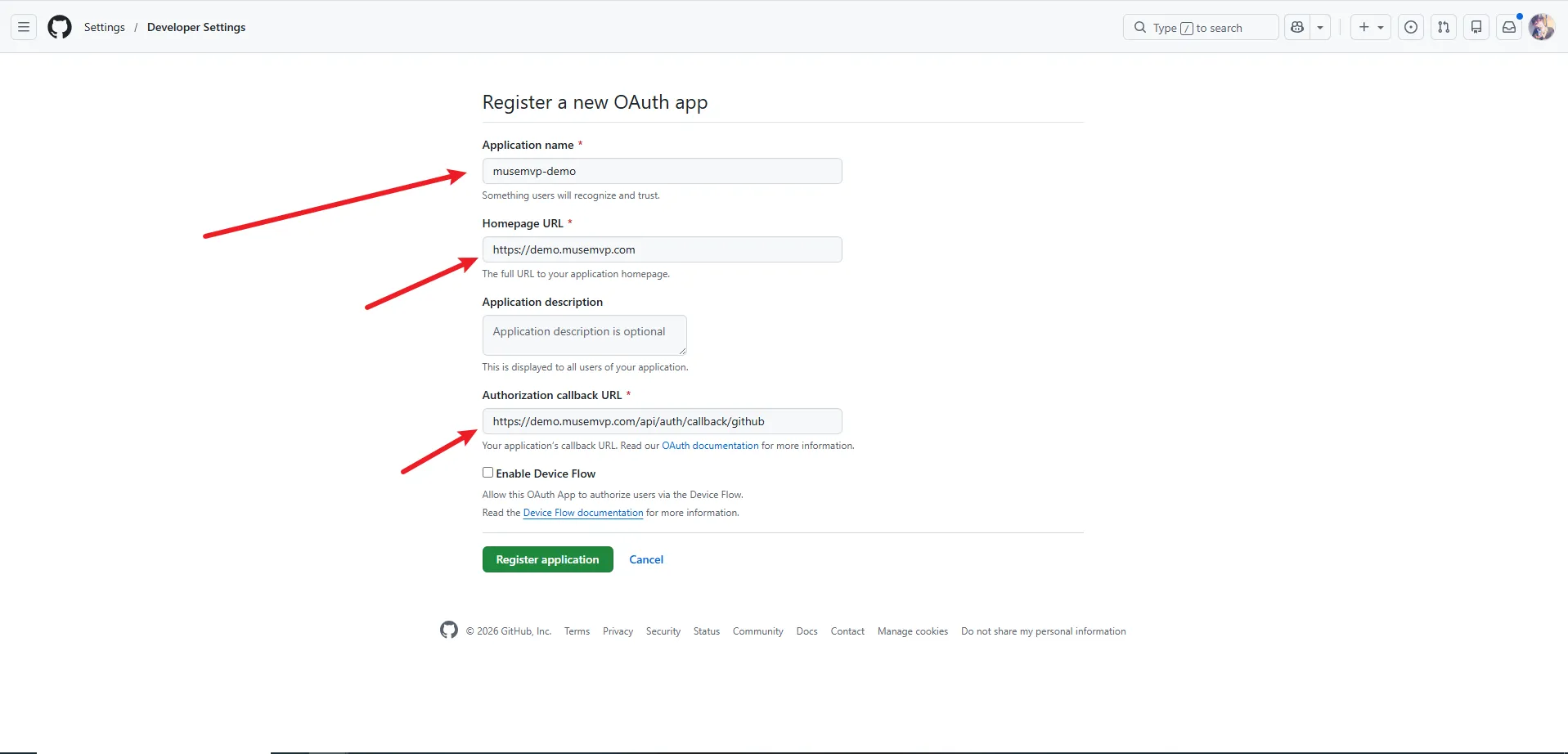 GitHub OAuth App Callback URL