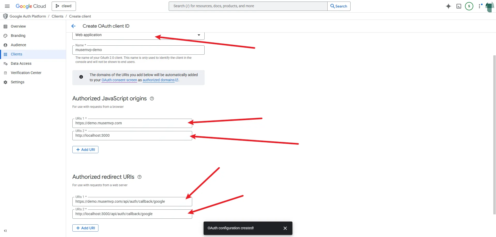 Google OAuth App Callback URL
