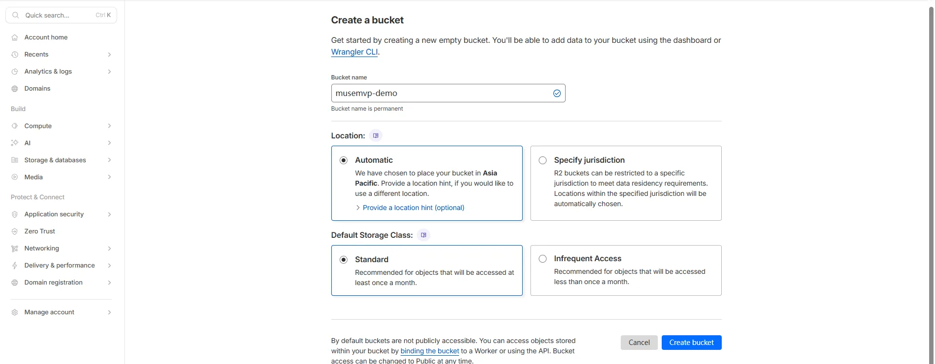Create Cloudflare R2 bucket