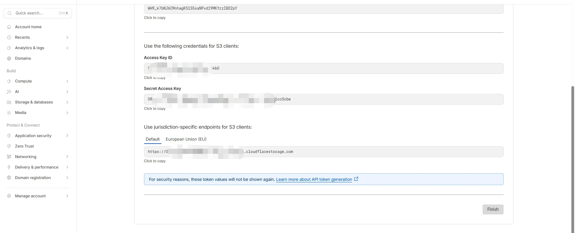 Create Access Key and Secret Key